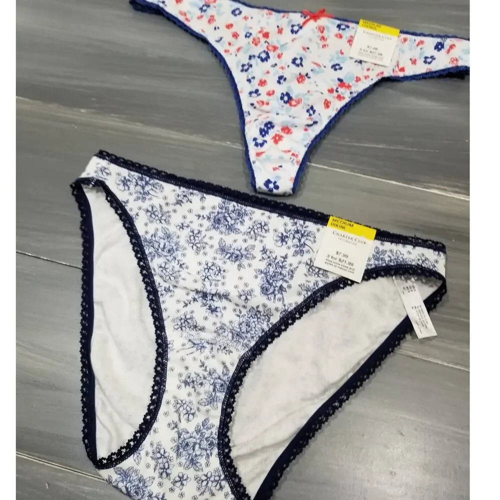 Charter Club Underwear 1 Thong, 1 Bikini 100% Cotton Size Medium‎ - Picture 3 of 9